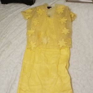 Yellow Casual Dress w/ Matching Jacket